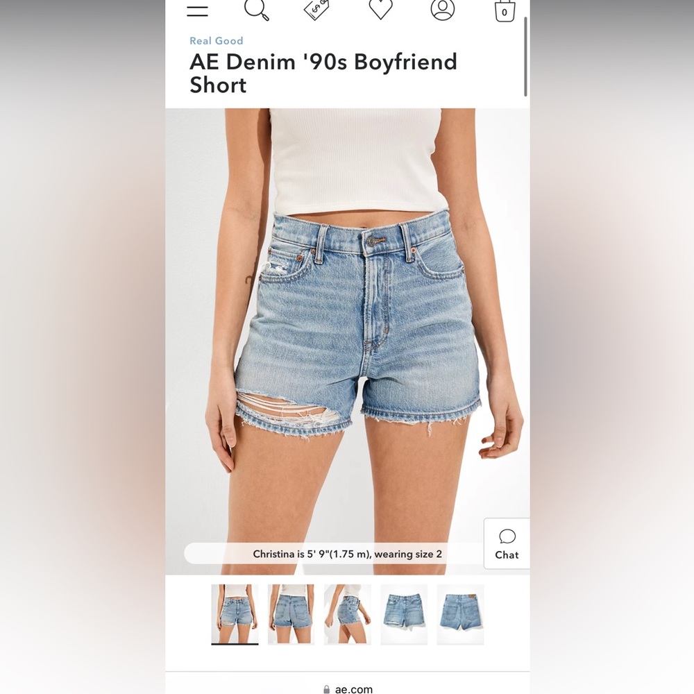 AE Denim '90s Boyfriend Short Size 0